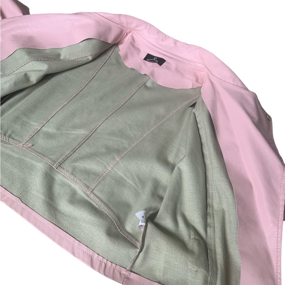 Italian Faux Leather Moto Jacket – Blush, Size Medium - Picture 8 of 16